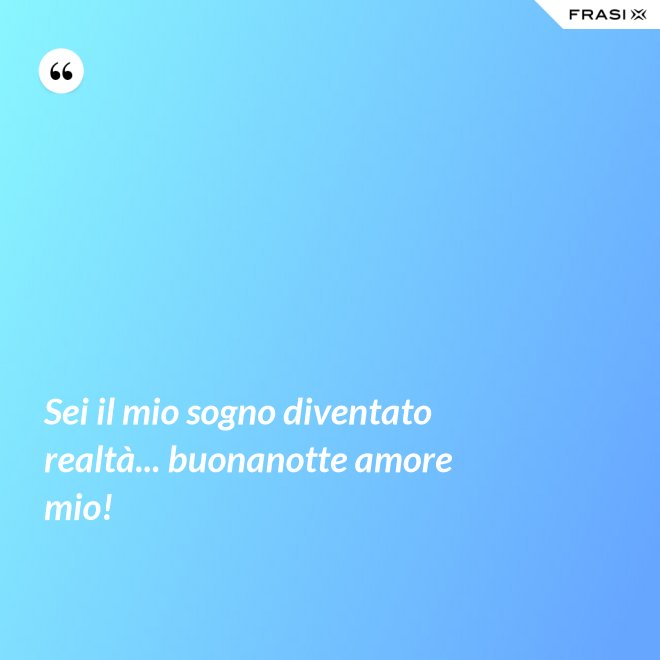 Sei il mio sogno diventato realtà... buonanotte amore mio! - Anonimo