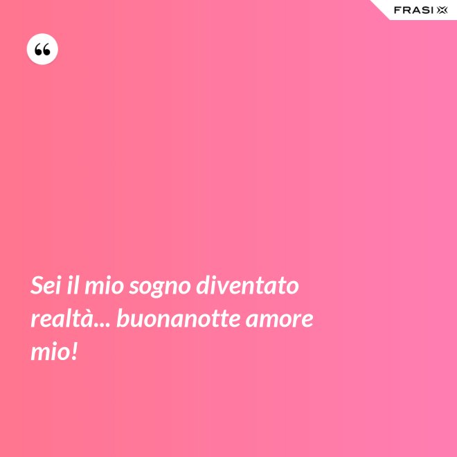 Sei il mio sogno diventato realtà... buonanotte amore mio! - Anonimo