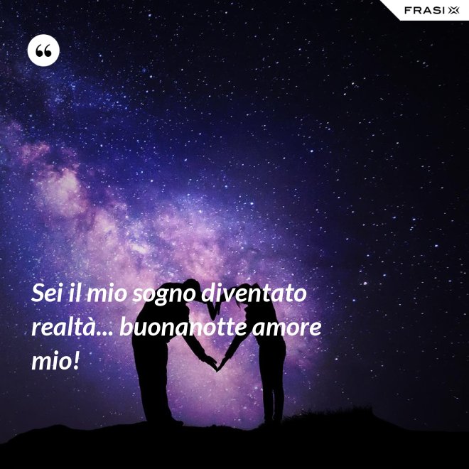 Sei il mio sogno diventato realtà... buonanotte amore mio! - Anonimo