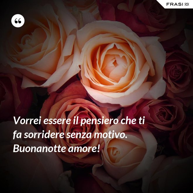 Vorrei essere il pensiero che ti fa sorridere senza motivo. Buonanotte amore! - Anonimo