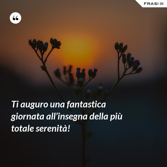 Ti auguro una fantastica giornata all’insegna della più totale serenità! - Anonimo