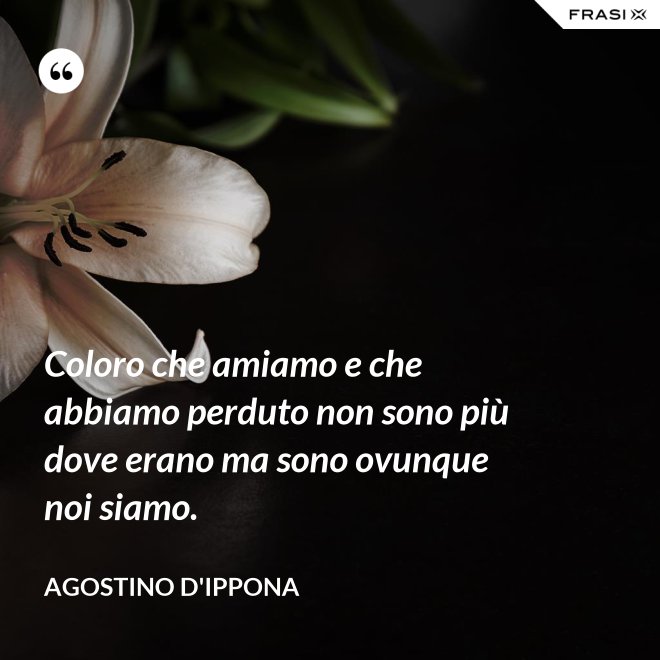 Coloro che amiamo e che abbiamo perduto non sono più dove erano ma sono ovunque noi siamo. - Agostino d'Ippona