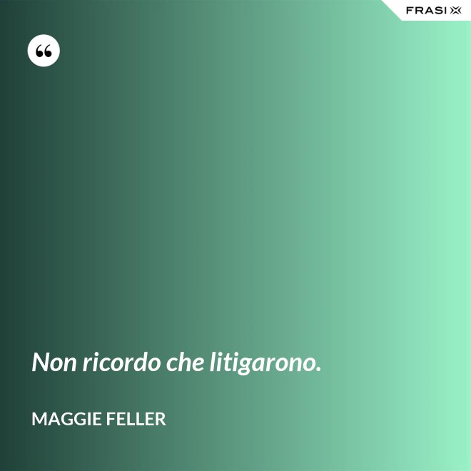 Non ricordo che litigarono. - Maggie Feller