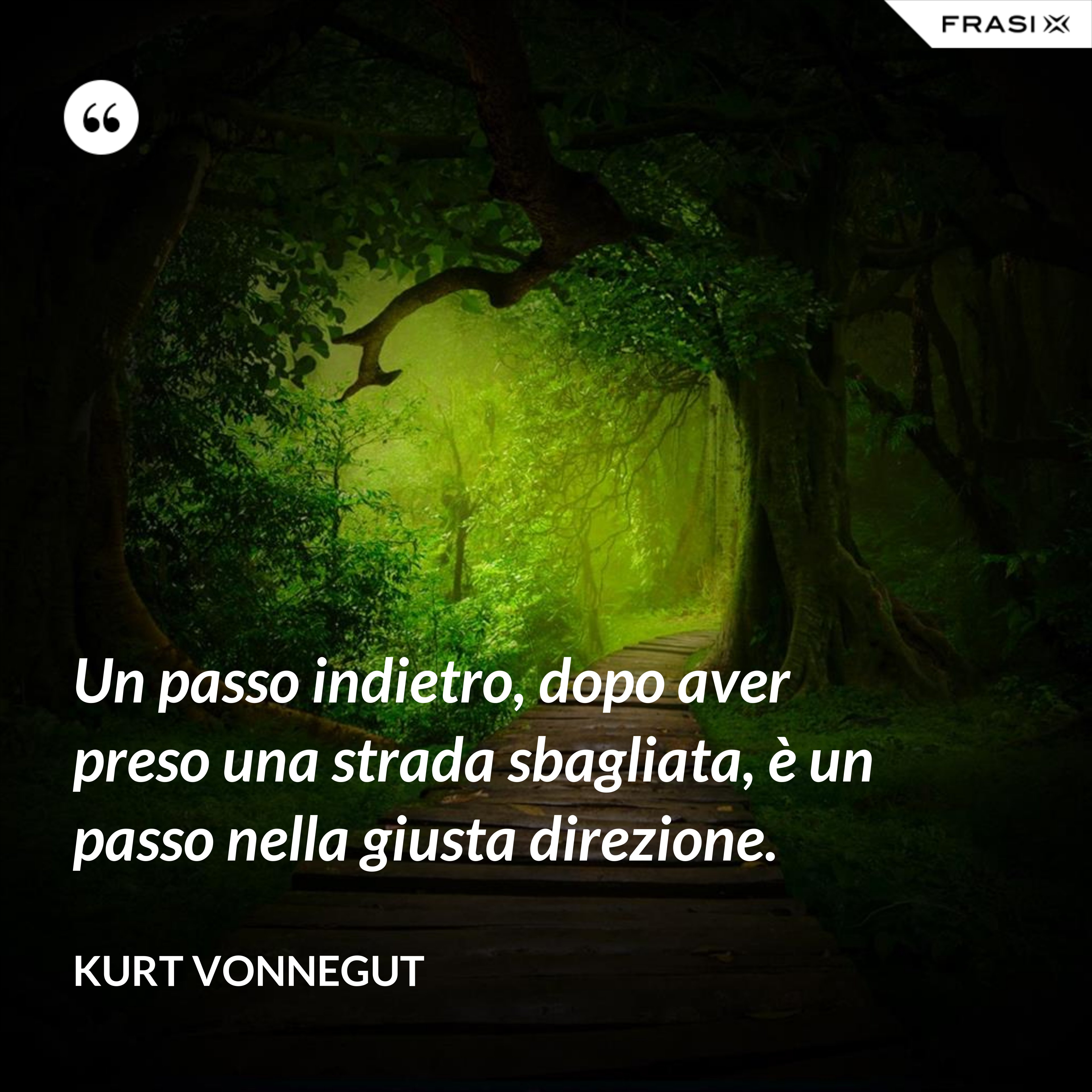 Un passo indietro, dopo aver preso una strada sbagliata, è un passo nella giusta direzione. - Kurt Vonnegut