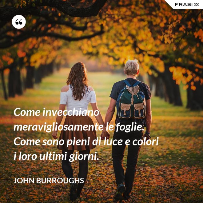 Come invecchiano meravigliosamente le foglie. Come sono pieni di luce e colori i loro ultimi giorni. - John Burroughs