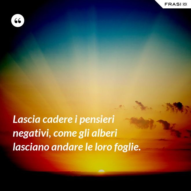 Lascia cadere i pensieri negativi, come gli alberi lasciano andare le loro foglie. - Anonimo