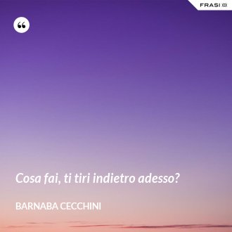 Cosa fai, ti tiri indietro adesso? - Barnaba Cecchini