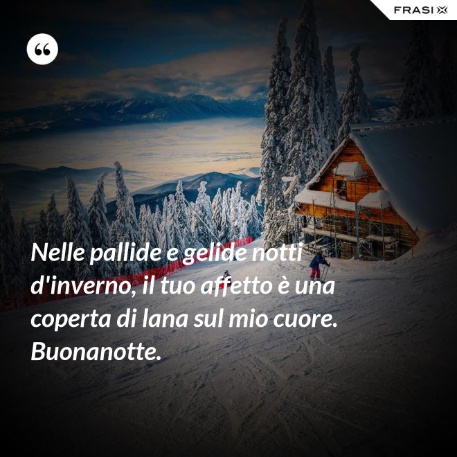 Nelle pallide e gelide notti d'inverno, il tuo affetto è una coperta di lana sul mio cuore. Buonanotte. - Anonimo