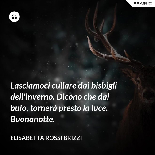 Lasciamoci cullare dai bisbigli dell'inverno. Dicono che dal buio, tornerà presto la luce. Buonanotte. - Elisabetta Rossi Brizzi
