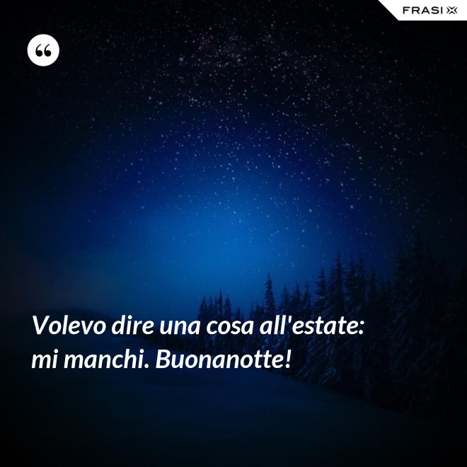 Volevo dire una cosa all'estate: mi manchi. Buonanotte! - Anonimo