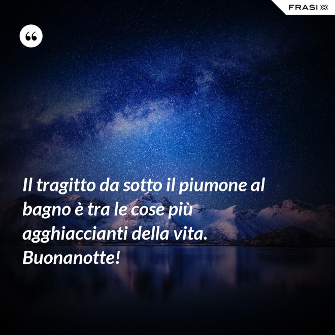 Il tragitto da sotto il piumone al bagno è tra le cose più agghiaccianti della vita. Buonanotte! - Anonimo