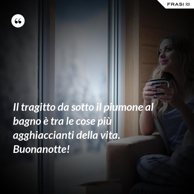 Il tragitto da sotto il piumone al bagno è tra le cose più agghiaccianti della vita. Buonanotte! - Anonimo