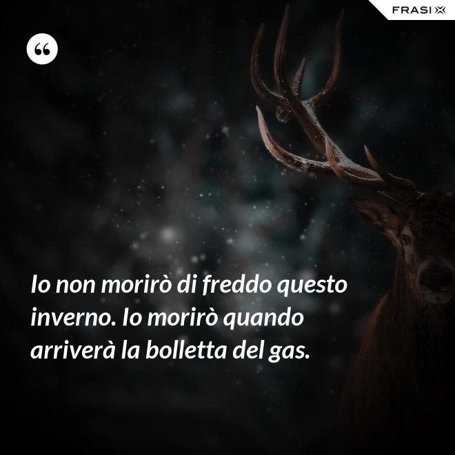 Io non morirò di freddo questo inverno. Io morirò quando arriverà la bolletta del gas. - Anonimo