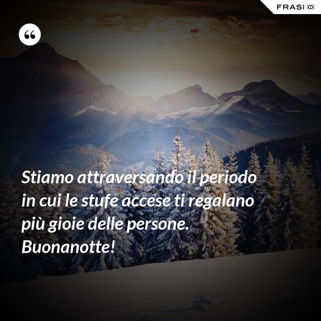 Stiamo attraversando il periodo in cui le stufe accese ti regalano più gioie delle persone. Buonanotte! - Anonimo