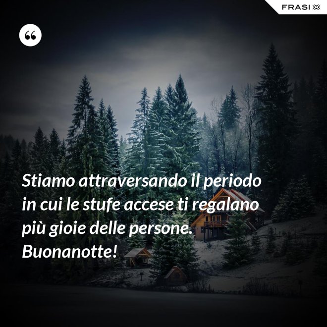 Stiamo attraversando il periodo in cui le stufe accese ti regalano più gioie delle persone. Buonanotte! - Anonimo