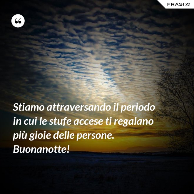 Stiamo attraversando il periodo in cui le stufe accese ti regalano più gioie delle persone. Buonanotte! - Anonimo