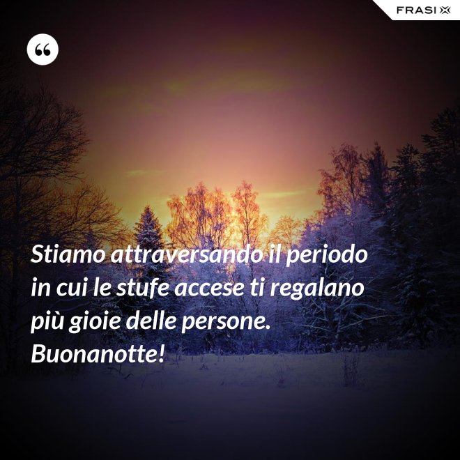 Stiamo attraversando il periodo in cui le stufe accese ti regalano più gioie delle persone. Buonanotte! - Anonimo