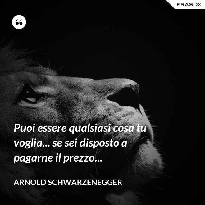Puoi essere qualsiasi cosa tu voglia... se sei disposto a pagarne il prezzo... - Arnold Schwarzenegger