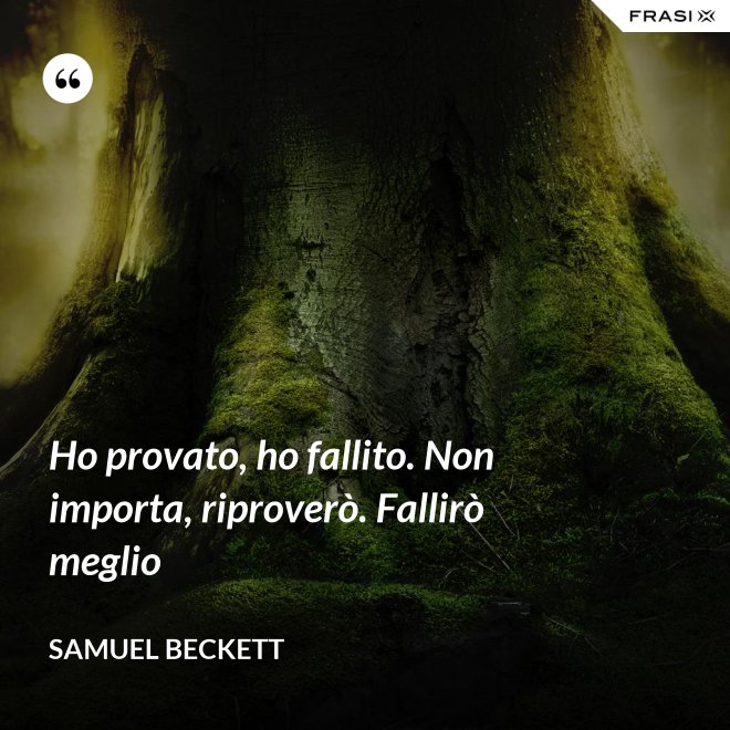 Ho provato, ho fallito. Non importa, riproverò. Fallirò meglio - Samuel Beckett