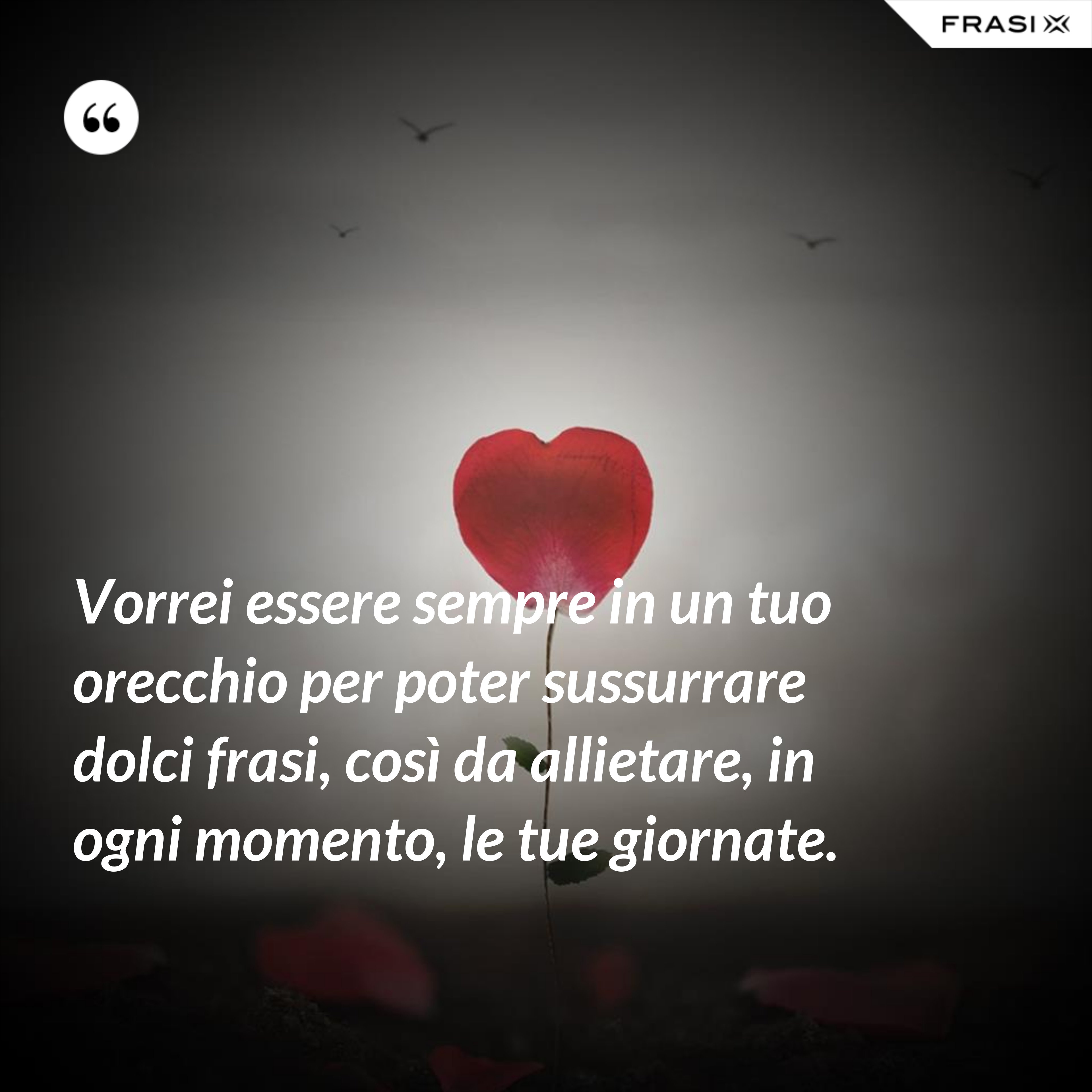 Vorrei essere sempre in un tuo orecchio per poter sussurrare dolci frasi, così da allietare, in ogni momento, le tue giornate. - Anonimo