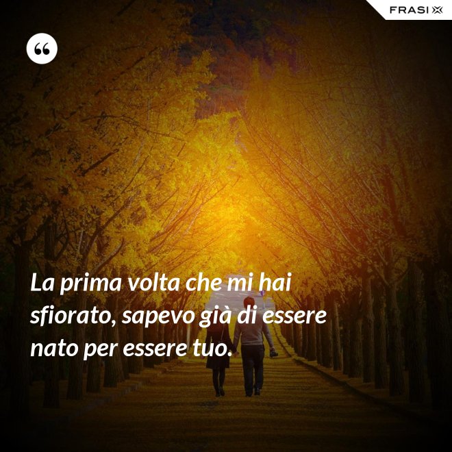 La prima volta che mi hai sfiorato, sapevo già di essere nato per essere tuo. - Anonimo