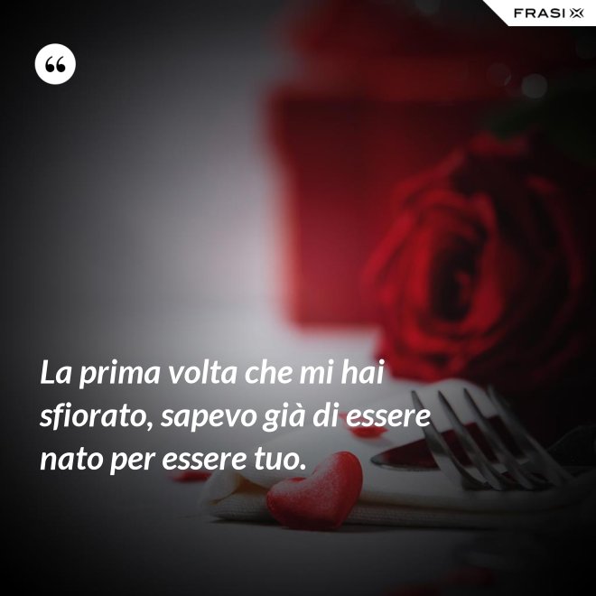 La prima volta che mi hai sfiorato, sapevo già di essere nato per essere tuo. - Anonimo