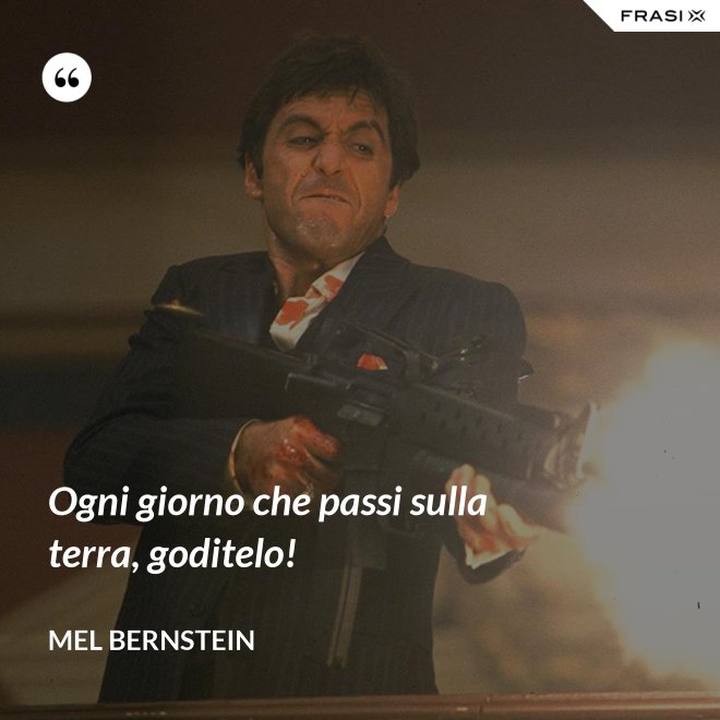 Ogni giorno che passi sulla terra, goditelo! - Mel Bernstein