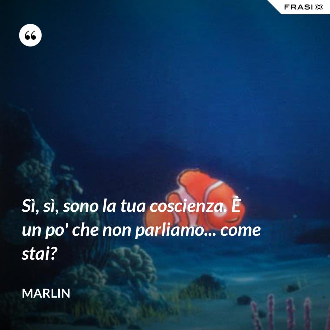 Sì, sì, sono la tua coscienza. È un po' che non parliamo... come stai? - Marlin