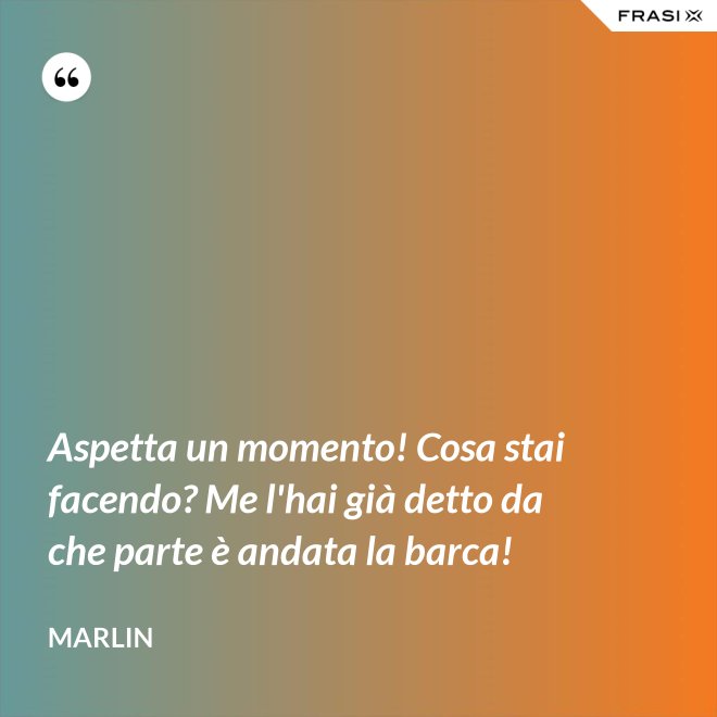 Aspetta un momento! Cosa stai facendo? Me l'hai già detto da che parte è andata la barca! - Marlin