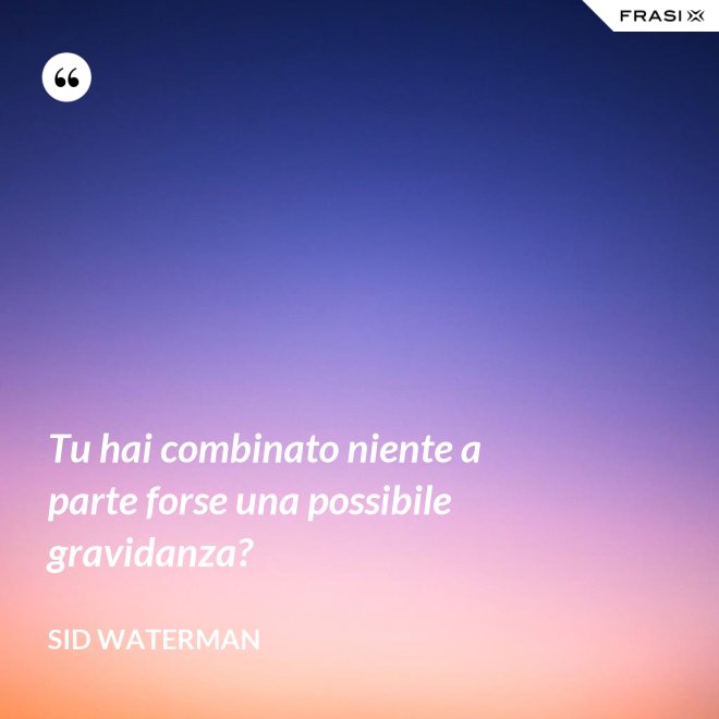 Tu hai combinato niente a parte forse una possibile gravidanza? - Sid Waterman
