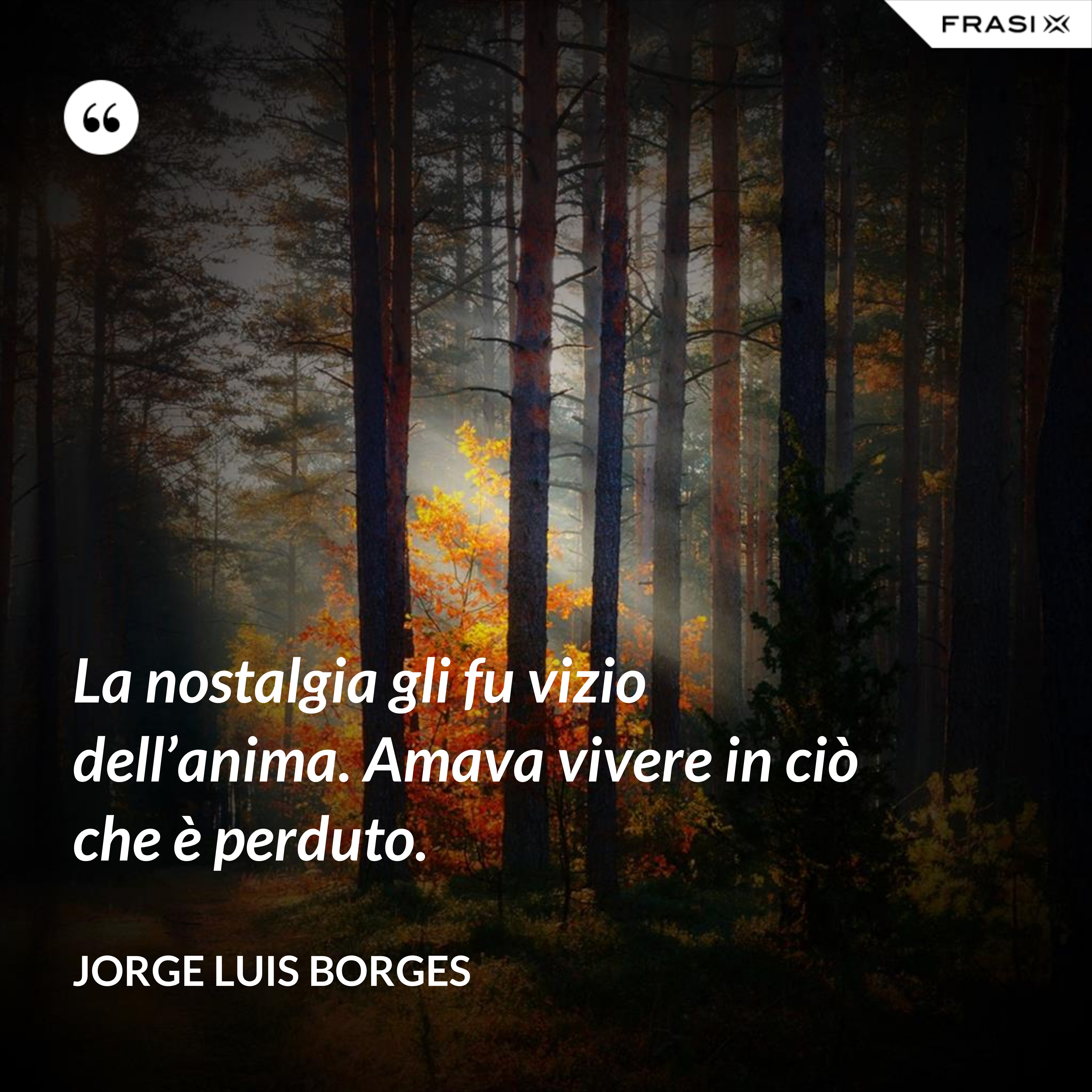 La nostalgia gli fu vizio dell’anima. Amava vivere in ciò che è perduto. - Jorge Luis Borges