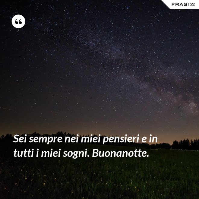Sei sempre nei miei pensieri e in tutti i miei sogni. Buonanotte. - Anonimo