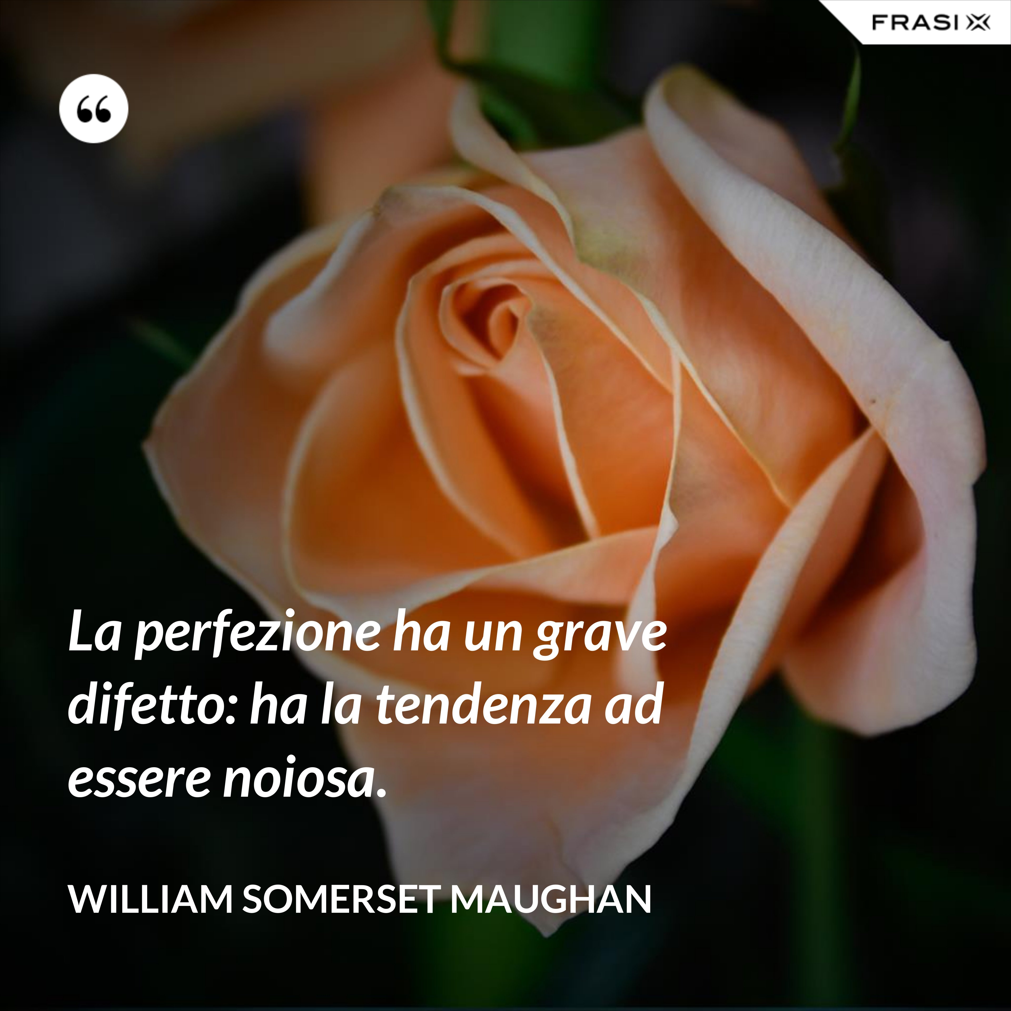 La perfezione ha un grave difetto: ha la tendenza ad essere noiosa. - William Somerset Maughan