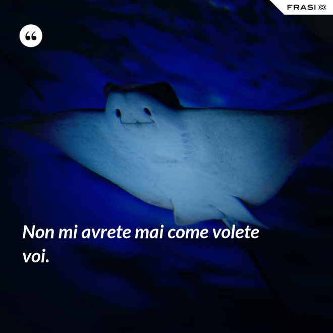 Non mi avrete mai come volete voi. - Anonimo