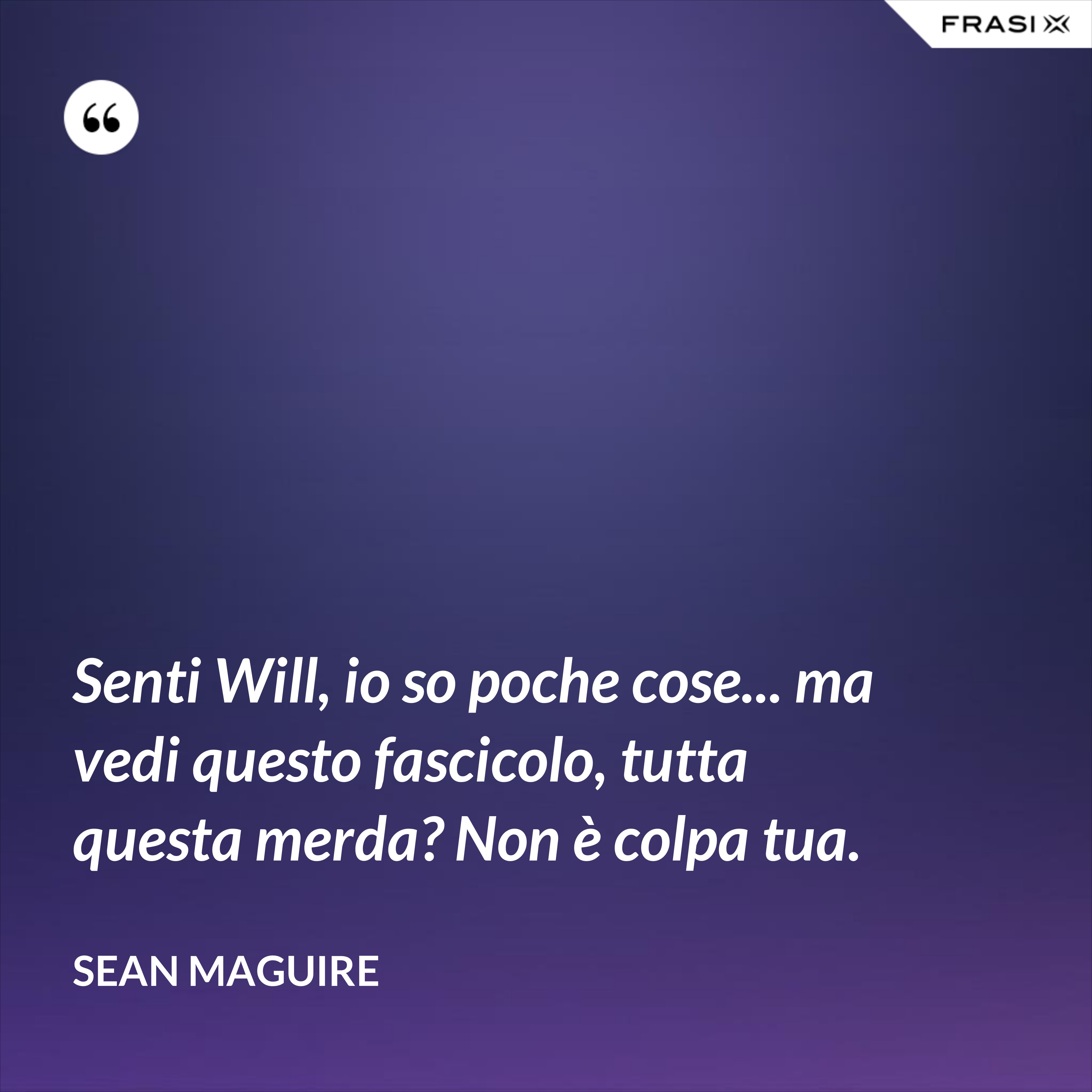 Senti Will, io so poche cose... ma vedi questo fascicolo, tutta questa merda? Non è colpa tua. - Sean Maguire