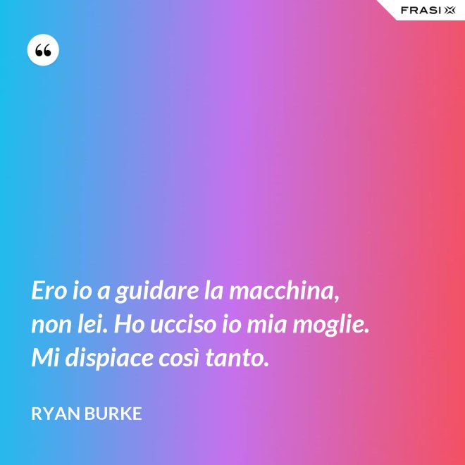 Ero io a guidare la macchina, non lei. Ho ucciso io mia moglie. Mi dispiace così tanto. - Ryan Burke