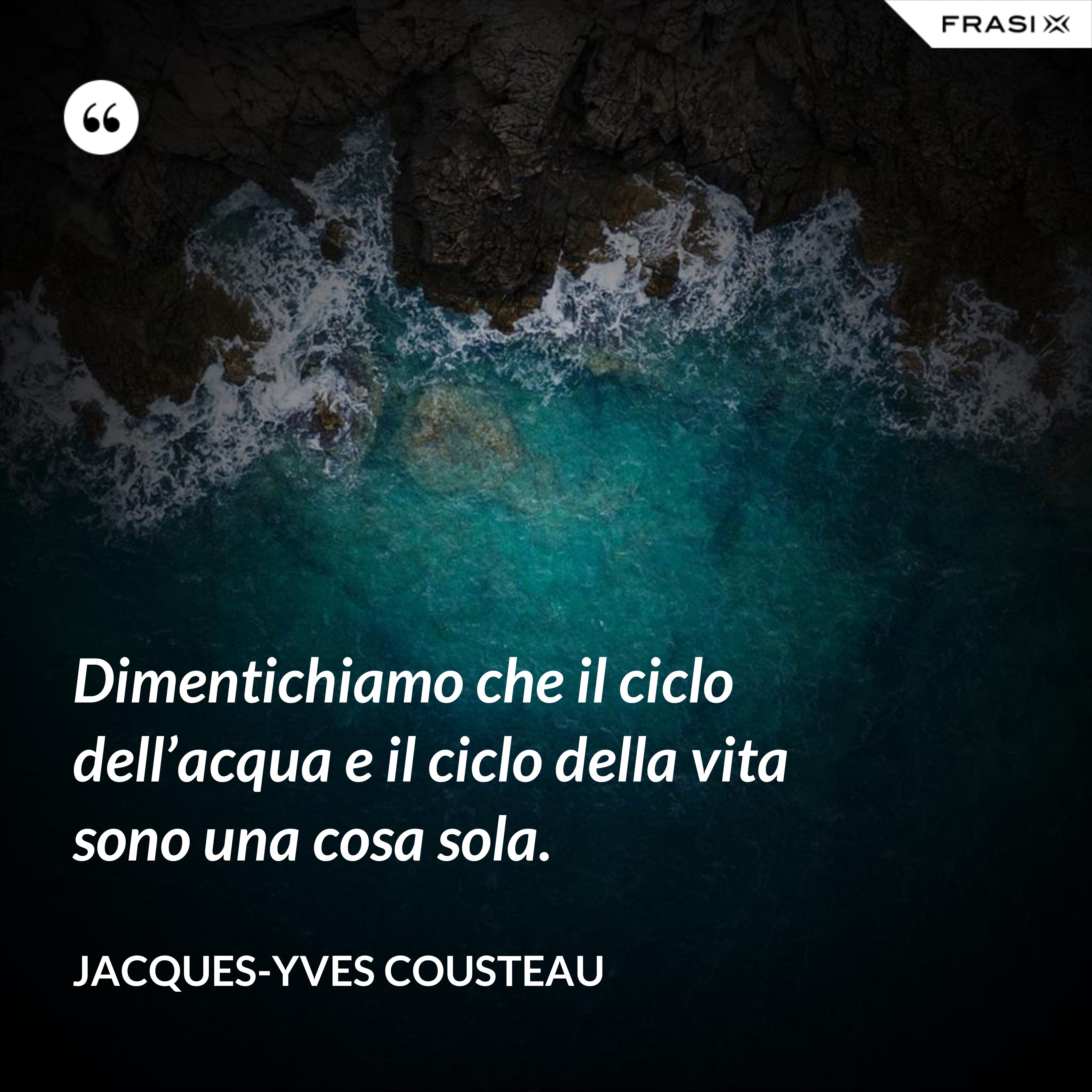 Dimentichiamo che il ciclo dell’acqua e il ciclo della vita sono una cosa sola. - Jacques-Yves Cousteau