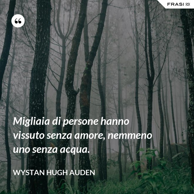 Migliaia di persone hanno vissuto senza amore, nemmeno uno senza acqua. - Wystan Hugh Auden