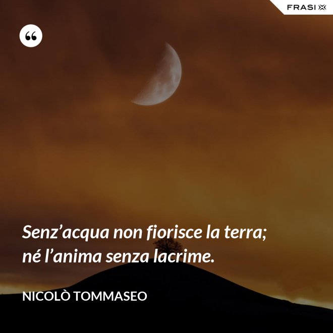 Senz’acqua non fiorisce la terra; né l’anima senza lacrime. - Nicolò Tommaseo