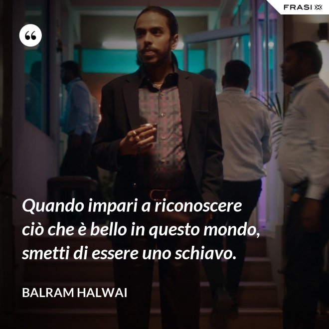 Quando impari a riconoscere ciò che è bello in questo mondo, smetti di essere uno schiavo. - Balram Halwai