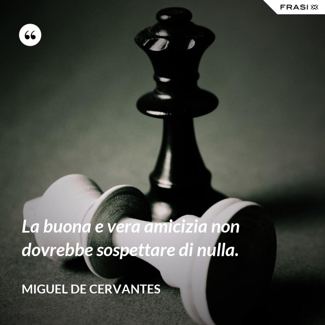 La buona e vera amicizia non dovrebbe sospettare di nulla. - Miguel de Cervantes