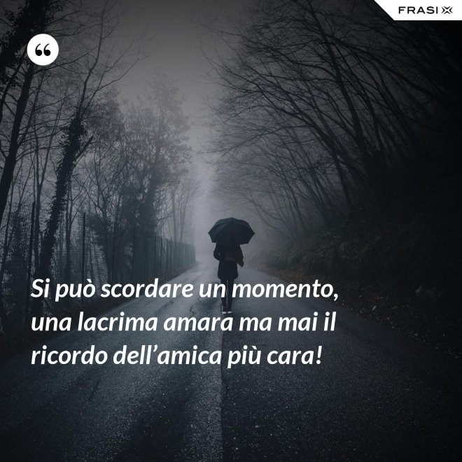 Si può scordare un momento, una lacrima amara ma mai il ricordo dell’amica più cara! - Anonimo