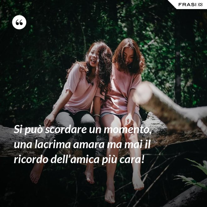 Si può scordare un momento, una lacrima amara ma mai il ricordo dell’amica più cara! - Anonimo