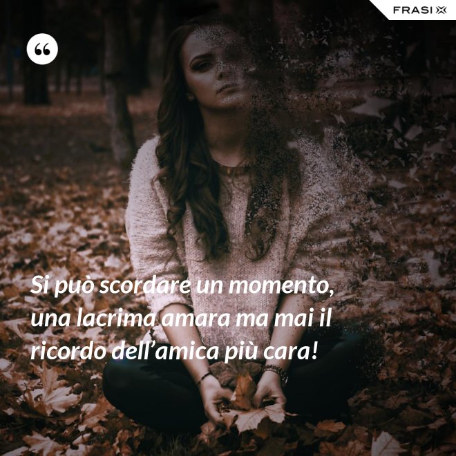 Si può scordare un momento, una lacrima amara ma mai il ricordo dell’amica più cara! - Anonimo