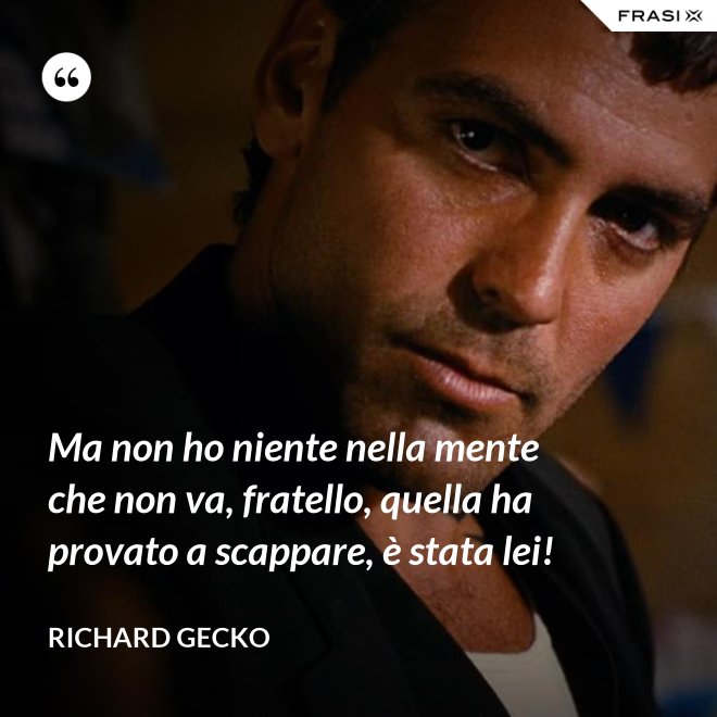 Ma non ho niente nella mente che non va, fratello, quella ha provato a scappare, è stata lei! - Richard Gecko