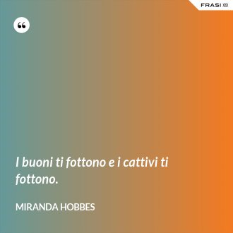 I buoni ti fottono e i cattivi ti fottono. - Miranda Hobbes