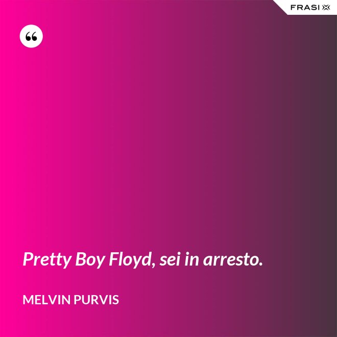Pretty Boy Floyd, sei in arresto. - Melvin Purvis