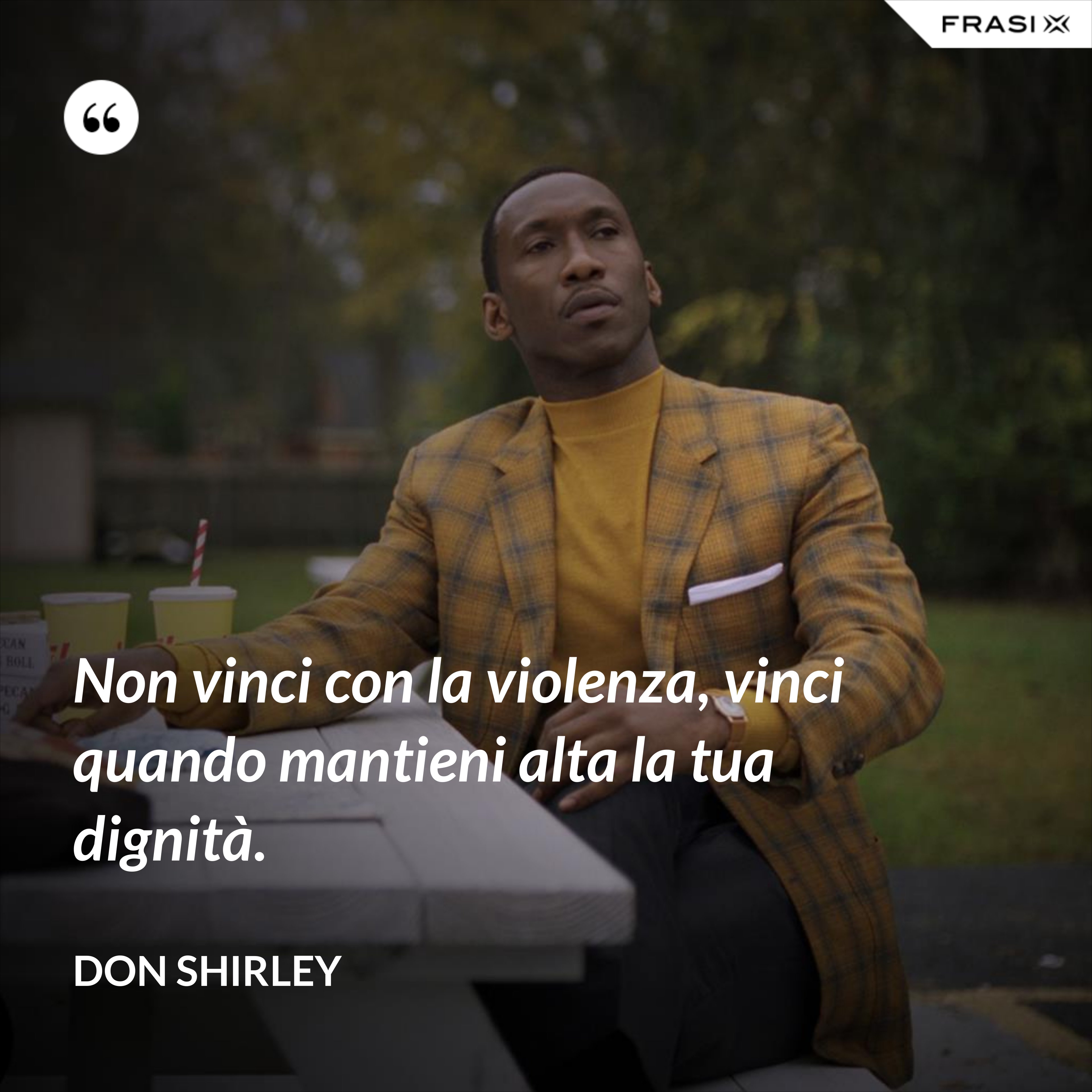 Non vinci con la violenza, vinci quando mantieni alta la tua dignità. - Don Shirley