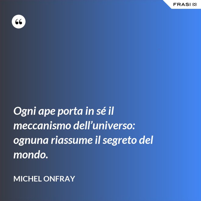 Ogni ape porta in sé il meccanismo dell’universo: ognuna riassume il segreto del mondo. - Michel Onfray