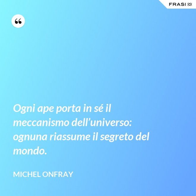 Ogni ape porta in sé il meccanismo dell’universo: ognuna riassume il segreto del mondo. - Michel Onfray